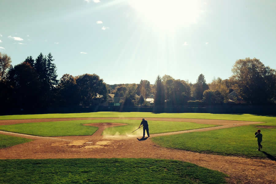 wide view of baseball field